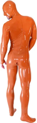 Vista 2 de Traje de baño médico de goma de látex con cuello rojo