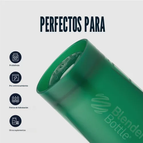 Vista 4 de BlenderBottle Classic V2 Botella mezcladora perfecta para batidos de proteínas y preentrenamiento, 28 onzas, color verde esmeralda