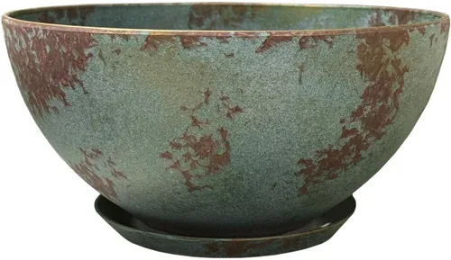 Vista 9 de GROWSCAPE Rosie Planter Bowl, with Drainage and Saucer, 10” Earth TIERRA