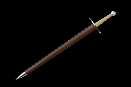 Vista 2 de Espada medieval hecha a mano completa de acero de alto carbono, hoja afilada, pomo de acero inoxidable, borde afilado para colección