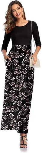 Vista 3 de SHELY vestido largo con estampado floral para mujer con manga 34 informal