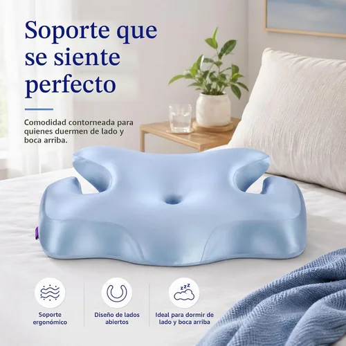 Vista 15 de Almohada cervical cervical para dormir, almohada de contorno de espuma viscoelástica de firmeza media con orificios para los brazos, 2 alturas