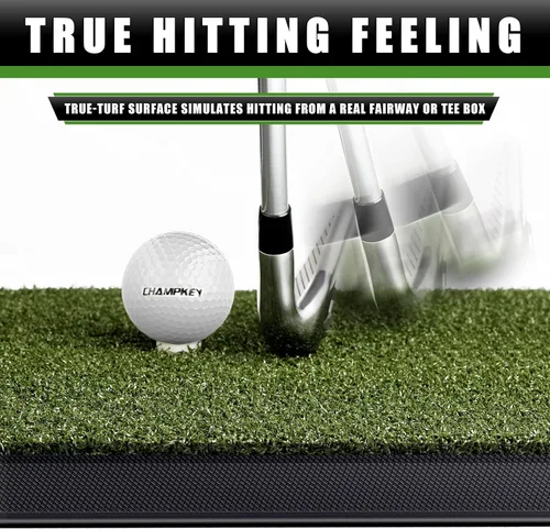 Vista 6 de CHAMPKEY Premium Synthetic Turf Golf Hitting Mat Heavy Duty Rubber Base Golf Practice Mat Come with 1 Rubber Tee and 9 Plastic Tees
