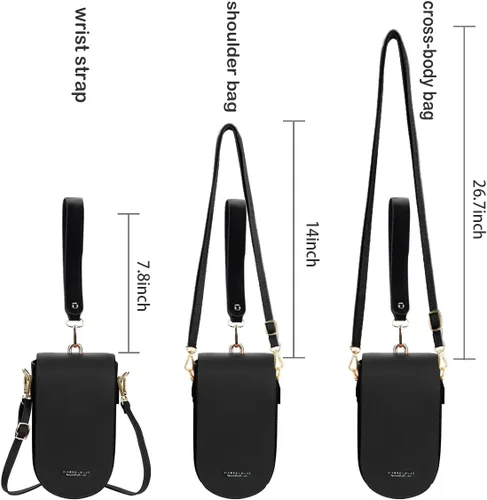 Vista 8 de Sunwel Fashion Trendy Cell Phone Bag 5 Card Slots Mini Crossbody Bag Phone Purse Detachable Wristlet for Women Girls