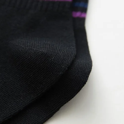 Vista 6 de 2 pares de calcetines para mujer, calcetines de algodón con rayas arcoíris a media pantorrilla, calcetines antideslizantes al tobillo para deportes