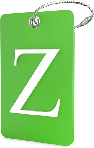 Vista 69 de Etiqueta de equipaje con inicial, totalmente flexible, con aro de acero inoxidable, letra G
