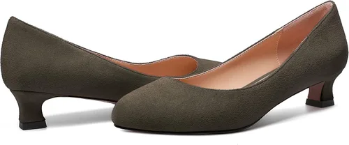 Vista 6 de MERRORI Zapatos de vestir de gamuza para mujer, de tacón bajo, de tacón bajo, de color liso, casual, para oficina, gatito, de 1.5 pulgadas