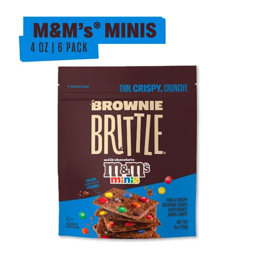 Vista 2 de Brownie Brittle – M&M’S Minis Galletas delgadas y crujientes dulces (Paquete de 6, 4 onzas), rico postre de bocados de brownie gourmet