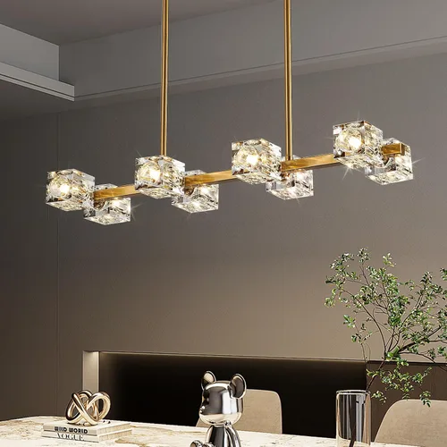 Vista 10 de Lámpara de techo moderna de cristal, lámpara de techo semiempotrada con 4 luces, candelabros Sputnik negros y dorados para dormitorio, comedor