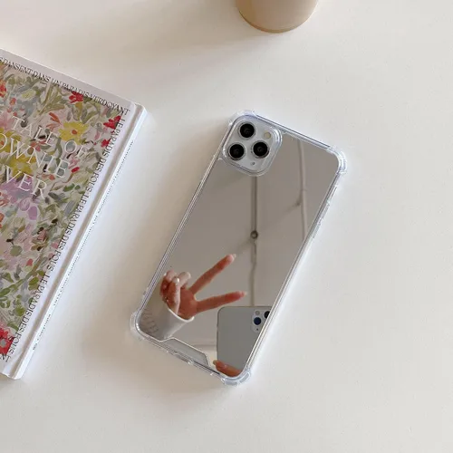 Vista 13 de Funda compatible con iPhone 11 con espejo con parachoques a prueba de golpes, parte trasera dura, delgada, cubierta protectora delgada para niñas