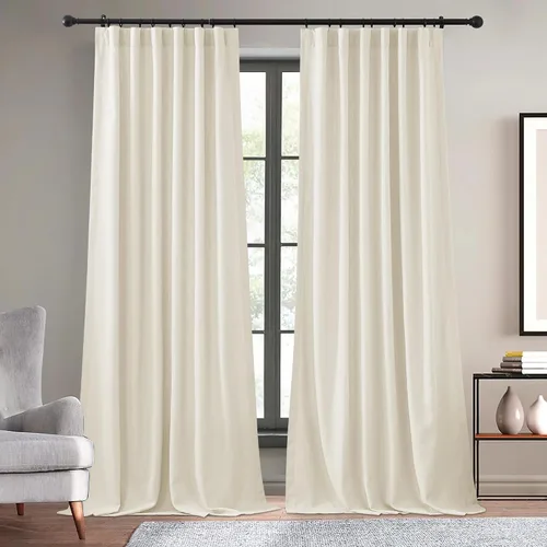 Vista 12 de KGORGE Cortinas azules de lino sintético de 84 pulgadas de largo, juego de 2 paneles, elegantes cortinas casuales de lino con textura para ventana