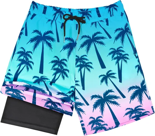 Vista 2 de MaciRept Traje de baño para niños, pantalones cortos de natación para niños y adolescentes, con forro de compresión, traje de baño para niños de 4 a