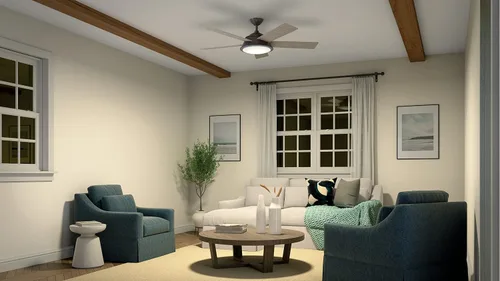 Vista 9 de Kichler Verdi - Ventilador de techo LED de 56 pulgadas en cristal de ópalo grabado en bronce antiguo con nogal oscuro reversible y cuchillas