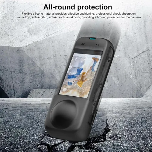 Vista 6 de PULUZ Funda protectora de silicona para Insta360 X4 con tapa de lente, cubierta protectora suave para la cámara y protector de lente estándar