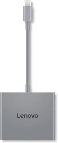 Vista 2 de Lenovo USB-C 4 en 1 Hub de Viaje con Cable Integrado, 1x HDMI 4K @ 60Hz, 2X USB-A 3.2, 1x Combo 3.5mm, Gris Luna – Portátil, Compacto, Conectividad