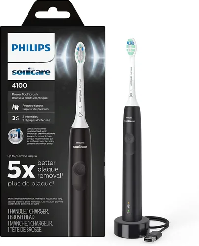 Vista 14 de Philips Sonicare 4100 Cepillo de dientes eléctrico recargable, negro, con cabezales de repuesto originales Philips Sonicare Optimal para control
