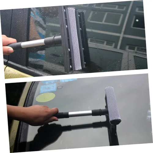 Vista 4 de ULTECHNOVO Limpiaparabrisas de vidrio de doble cara, herramienta de limpieza de ventana de mango largo, limpiador de vidrio desmontable