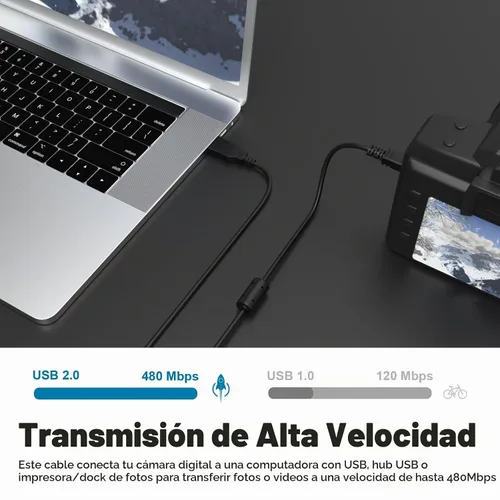 Vista 3 de UC-E6 Cable USB de repuesto para cámara de transferencia de fotos, cable compatible con Nikon CoolPix B500 DSLR cámara digital D3200 D7200 Coolpix