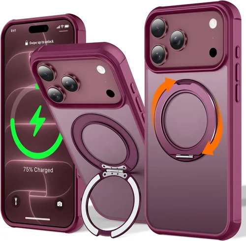 Vista 112 de Funda para iPhone 11 con soporte giratorio de 360°, color negro