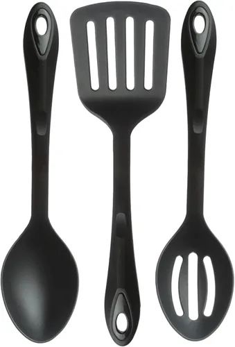 Vista 2 de Coghlan's Juego de utensilios de nailon de 3 piezas, cuchara ranurada, espátula y cuchara para servir, resistente al calor, ligero, duradero