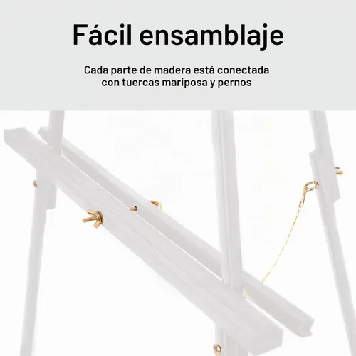 Vista 2 de Falling in Art - Caballete de trípode de madera con marco en A de 65 pulgadas (blanco)