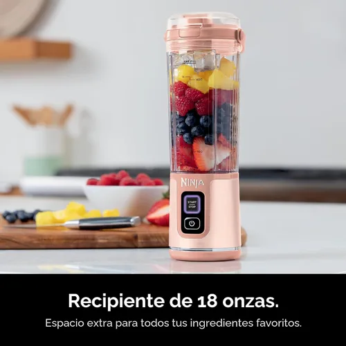 Vista 3 de Ninja Blast Two-Pack Portable Blender, 18oz, Peach & Stone, BC155PS Dos licuadoras portátiles Ninja Blast inalámbricas. USB-C recargable, BlastBlade