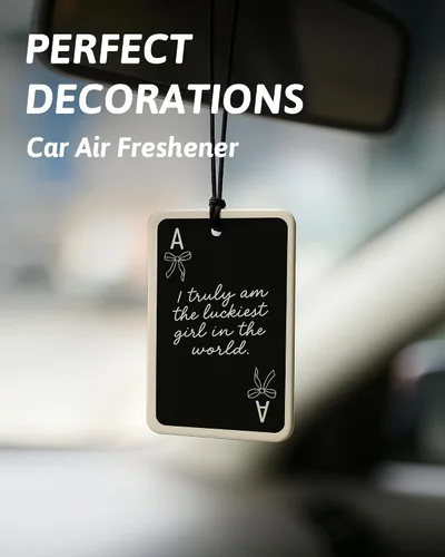 Vista 3 de Ambientador de Coche Coqueta Negra Femenino 4 Piezas, Lazo Retro Oscuro Cereza As Guepardo Ambientador Colgante para Autos Armario Cajón Libros