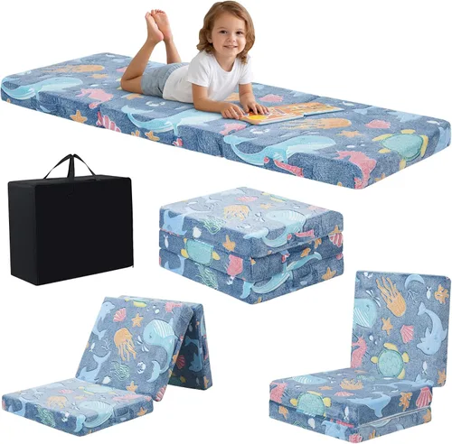 Vista 36 de MeMoreCool Colchón plegable de suelo para niños, tapete para siesta de suelo para dormir, guardería, cama plegable para niños pequeños, colchón
