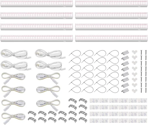 Vista 14 de Barrina Luces de crecimiento T5, lámpara de crecimiento de 1 pie para plantas de interior de espectro completo, bombillas LED de cobertura negra