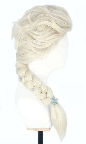 Vista 4 de Topcosplay Peluca de cosplay rubia+6 horquillas de cabello largo trenzado para Halloween, disfraz de princesa