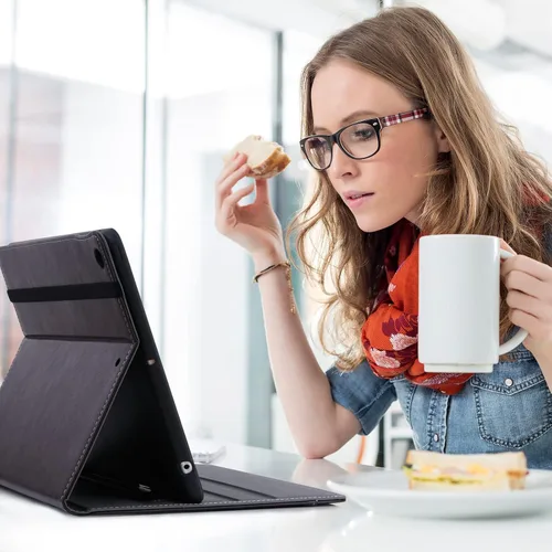 Vista 5 de HFcoupe Funda protectora de soporte multiángulo para iPad de 9ª, 8ª y 7ª generación (2021/2020/2019), funda protectora con soporte multiángulo