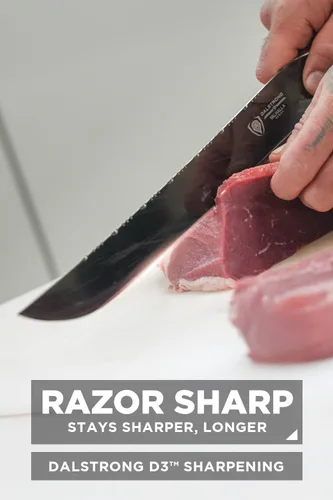 Vista 3 de Dalstrong Cuchillo para cortar - 12" - Serie Valhalla Ravenstone Negro con revestimiento de titanio - Acero Premium 9CR18MOV HC - Mango de Resina
