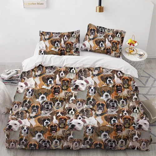 Vista 15 de Airedale Terrier - Juego de funda de edredón con estampado de cara de perro, juego de ropa de cama de 3 piezas, juego de funda de edredón suave