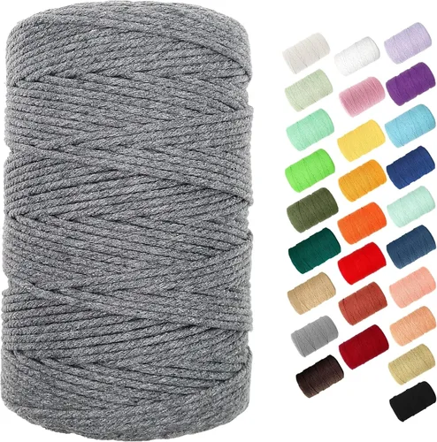 Vista 11 de Cuerda de macramé de 0.118 in para 220 yardas, cuerda de algodón de 68.8 pies, cuerda de macramé de color 100% natural para kit de macramé, ganchos