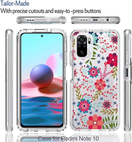 Vista 5 de Funda para Redmi Note 10 (4G)/Note 10S M2101K7BG con protector de pantalla de vidrio templado, suave 360 cuerpo completo a prueba de golpes