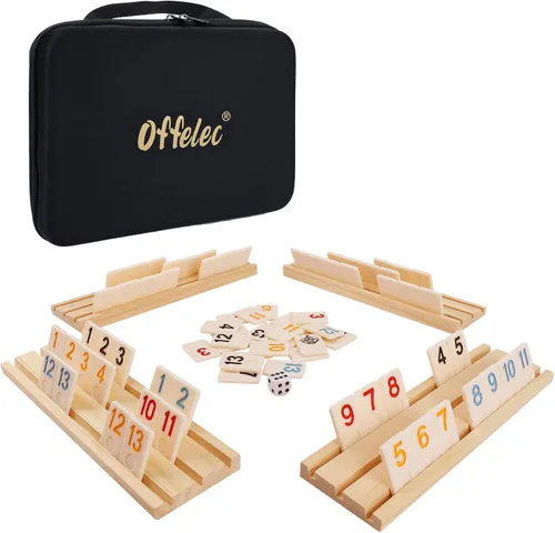 Vista 11 de Juego de Dominó de Madera Doble 6 de Offelec - 28 fichas de dominó negro para niños, adultos y juegos familiares Ideal para 2-4 jugadores