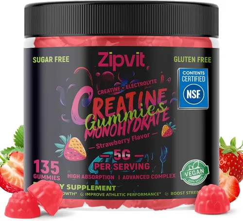 Vista 10 de zipvit Gomitas de monohidrato de creatina (0.18 onzas), energía previa al entrenamiento y apoyo al crecimiento muscular para hombres y mujeres