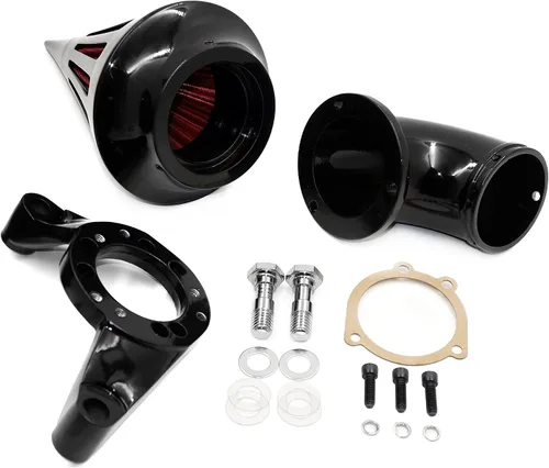 Vista 2 de AfterMokit Cone Spike - Filtro rojo para 1993-1994 1997-1998 Dyna y modelos Softail negro brillante