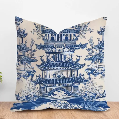 Vista 17 de ArogGeld Fundas de almohada de antílope blanco y flor azul de granja de acuarela animal azul ciervos blancos de lino blanco funda de almohada