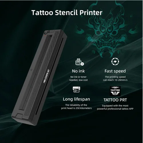 Vista 2 de Máquina de impresión de plantillas de tatuajes para tatuajes, impresora térmica portátil Bluetooth de transferencia de tatuajes para artistas
