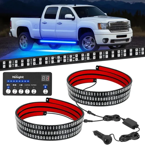 Vista 21 de Nilight 2 piezas de 24 pulgadas de tira de luces estroboscópicas para parrilla de camiones, 384 LED, luz de emergencia ámbar, flexible, intermitente