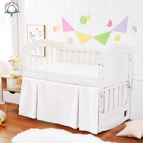 Vista 11 de Falda de Cuna con Volante de Polvo 100% Algodón - Natural, Suave, Transpirable para la Piel Delicada del Bebé, Falda de Cuna para Niños y Niñas, Se