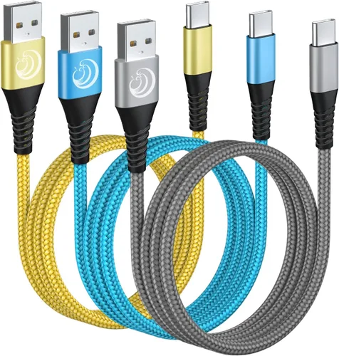 Vista 11 de Cable USB C de 3 pies, 3 unidades de carga rápida de nailon trenzado largo tipo C para Samsung Galaxy S24 S23 S22 S21 S10 S9 S8 A02s A03s A11 A12