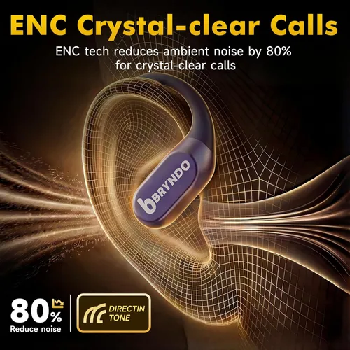 Vista 4 de BRYNDO - Auriculares inalámbricos Bluetooth 5.4 con conversación clara, elegante funda giratoria con cordón, carga tipo C, ajuste cómodo, T-10 Gris