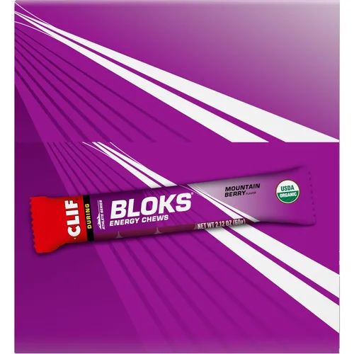 Vista 15 de CLIF BLOKS - Sabor Mountain Berry - Masticables energéticos - Sin OGM - A base de plantas - Combustible rápido para ciclismo y running