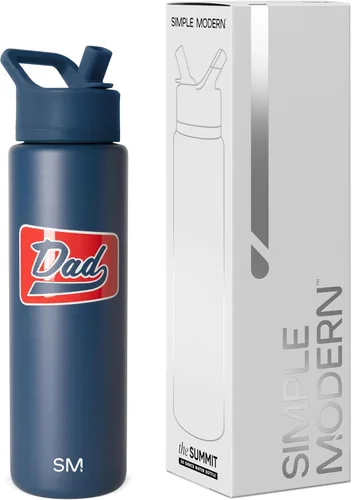 Vista 45 de Simple Modern botella de agua con tapa con pajita, termo de acero inoxidable con aislamiento al vacío, reutilizable, sin BPA, sin fugas