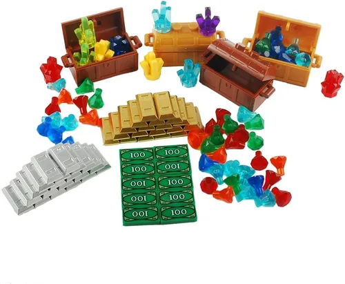 Vista 9 de Juego de accesorios del tesoro, bloques de construcción, lingotes de dinero, barra de oro, joyería de ladrillos de construcción, juego