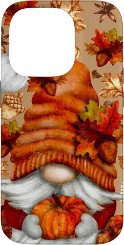 Vista 17 de Brown Fall Themed Gnome Pumpkin Cute Pattern Autumn Leaves Case for iPhone 16
