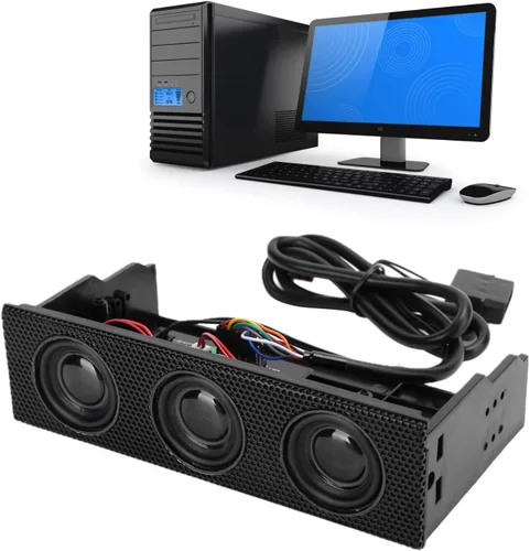 Vista 5 de Zopsc 5.25in Panel frontal USB PC Panel frontal Altavoz estéreo envolvente computadora caso incorporado Mic altavoz STW9005