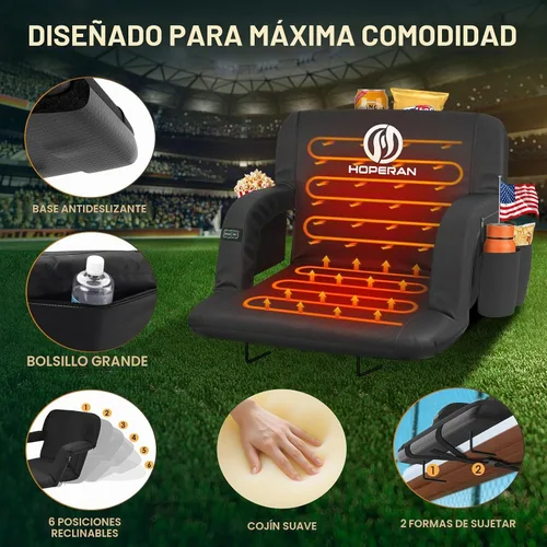 Vista 4 de HOPERAN Heated Stadium Seats with Back Support, Dual Control, 1-Pack